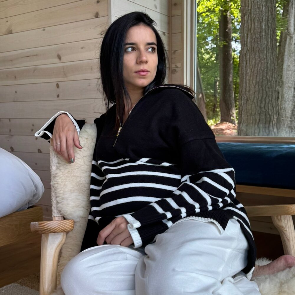 Sadie Stripe Knit Jumper (Black/Ivory) - LÉGOE HERITAGE